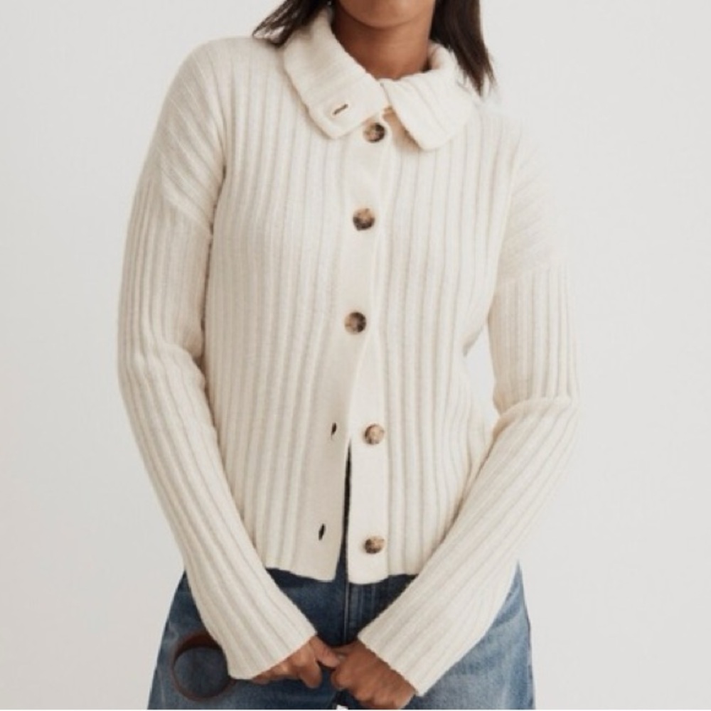 Madewell Cream Ribbed Cardigan